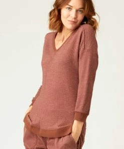 Top 10 😉 Xcvi 👩 women Oxley V-Neck Swetshirt in Dark Nubuck 💯