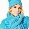 Budget ✨ Lilly Pulitzer 👩 women Frosti Scarf And Hat Set in Seabreeze Blue 🎉