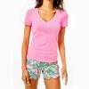 Deals ✨ Lilly Pulitzer 👩 women Halee V-Neck Top in Shandy 😀