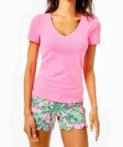 Deals โจ Lilly Pulitzer ๐ฉ women Halee V-Neck Top in Shandy ๐