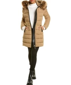 Brand new 🧨 women Mackage Calla Leather-Trim Down 🧥 Coat 🛒