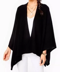 Best Pirce ๐งจ Lilly Pulitzer ๐ฉ women Terri Cashmere Wrap in Black ๐