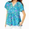 Cheapest 👍 Lilly Pulitzer 👩 women Zadie Top in Seabreeze Blue Hey Gull Friend 💯