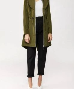Discount ๐ Mackage ๐ฉ women Franki Hooded Fishtail Hem Rain Jacket in Army ๐