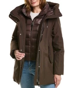 Discount ⭐ women Mackage Kinslee 2-In-1 Oversized Leather-Trim Down Parka 🎁