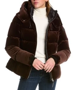 Flash Sale 🤩 women Mackage Madalyn-VT Leather-Trim Down 🧥 Coat 💯
