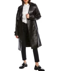 Best Pirce 😀 women Mackage Trisha Leather Trench 🧥 Coat 💯