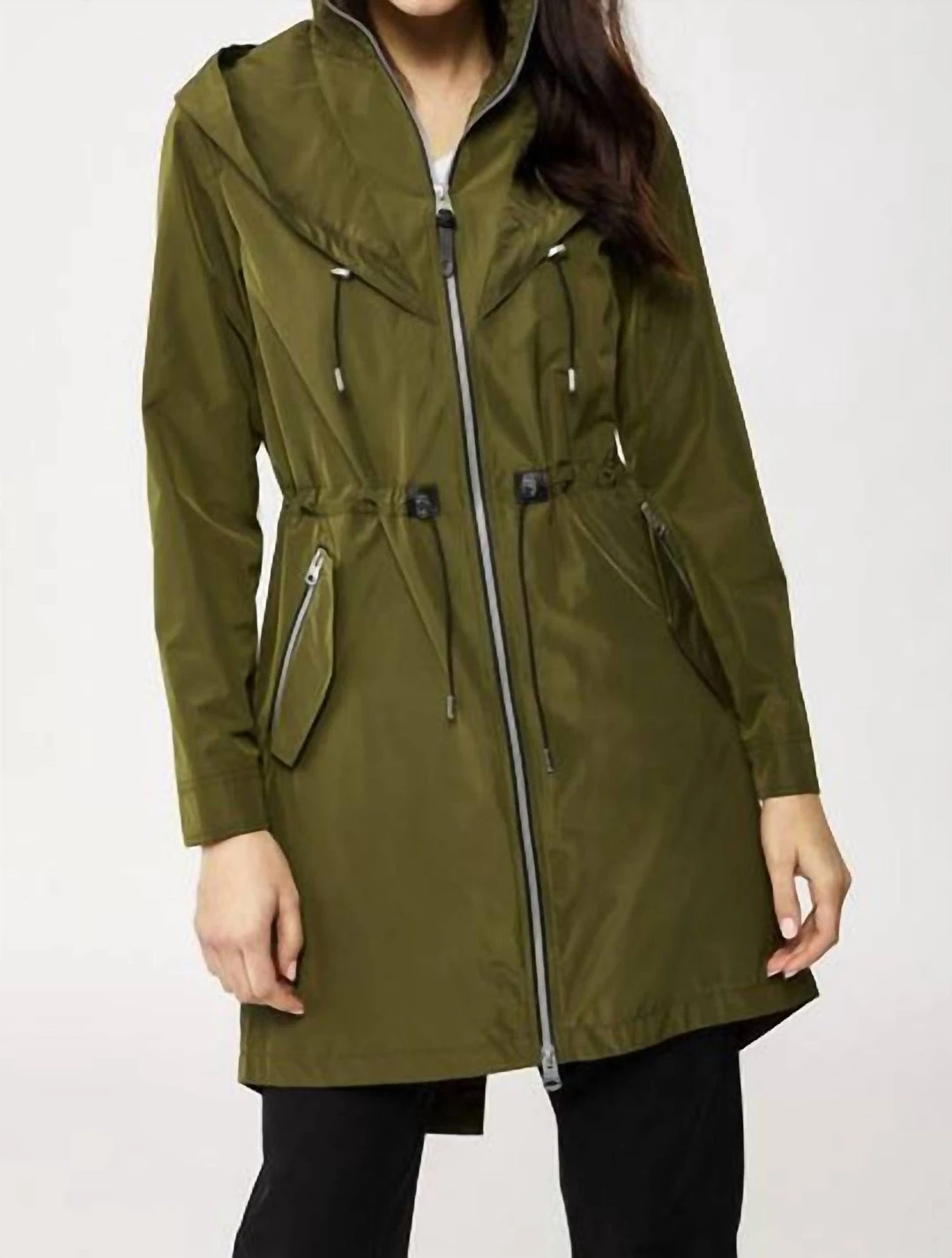Discount ๐ Mackage ๐ฉ women Franki Hooded Fishtail Hem Rain Jacket in Army ๐ 4 Discount ๐ Mackage ๐ฉ women Franki Hooded Fishtail Hem Rain Jacket in Army ๐ - Image 2