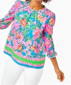 Coupon 🧨 Lilly Pulitzer 👩 women Trista Top in Multi Rose To The Occasion Engineered ⭐