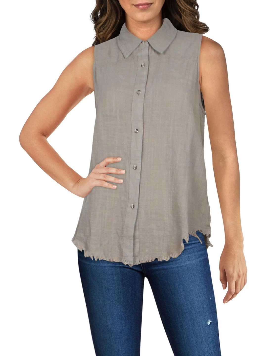 Outlet ๐ XCVI ๐ฉ Womens Cotton Raw Hem Button-Down Top ๐ฅฐ 3 Outlet ๐ XCVI ๐ฉ Womens Cotton Raw Hem Button-Down Top ๐ฅฐ