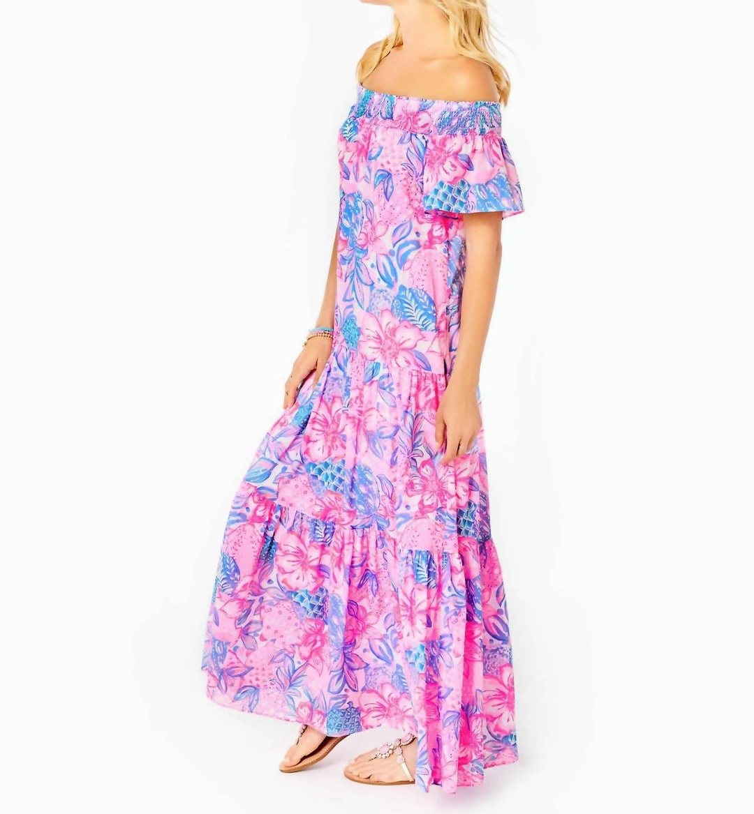 Buy 🌟 Lilly Pulitzer 👩 women Dezi Off The Shoulder Maxi 👗 Dress in Pink Isle Snappy Turtle 😀 4 Buy 🌟 Lilly Pulitzer 👩 women Dezi Off The Shoulder Maxi 👗 Dress in Pink Isle Snappy Turtle 😀 - Image 2