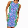 Best deal 👏 Lilly Pulitzer 👩 women Mila Stretch Shift 👗 Dress in Turquoise Shore I Spy Engineered 🛒