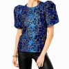 Best Pirce 😉 Lilly Pulitzer 👩 women Pratt Top in Blue Grotto Twilight Floral Brocade ✔️