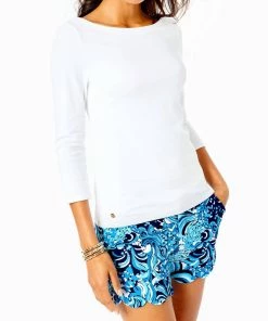 Brand new โจ Lilly Pulitzer ๐ฉ women Halee Boat Neck Tee in White ๐ฅ