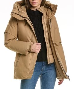 The Original Shop 15 Promo ๐ women Mackage Jeni Leather-Trim Down Parka โค๏ธ